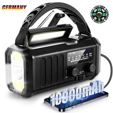 10000mAh Solar Radio Kurbelradio Notfall USB Mit Handyladefunktion Taschenlampe