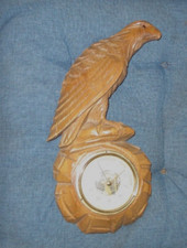 Altes Barometer 50er Jahre Holz Holzschnitzerei Adler Raubvogel Sperber Bussard