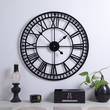 Wanduhr 40cm Metall Wanduhr Leise mit Römischen Ziffern Uhr für Wohnzimmer Küche