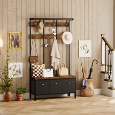 Garderobenständer Garderobe Kleiderständer Sitzfläche mit 3 Aufbewahrungsbox