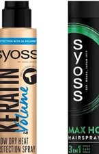 3x Syoss Kreatin Hitzeschutz Spray + Syoss Max Hold Haarspray + Guhl Shampoo Set