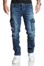 Herren Cargo Jeans Regular Slim Denim Hose Destroyed R7977