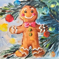 Lebkuchenmann Ölmalerei 13x13