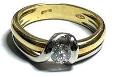 750 Gold 18 K Ring Solitär Brillant 0,5ct bicolor solide Juwelier Qualität RG 54