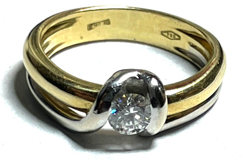 750 gold ring solitär - 18, k