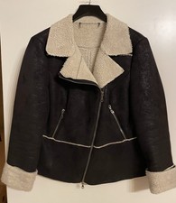 Vintage Gerry Weber  braune Kunstlederjacke Fellfutter asymmetrische Zipper 42