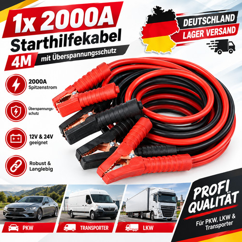 2000amp starthilfekabel pkw - 2000amp, 4m