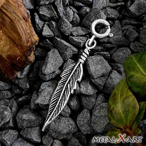 925 silber kleine feder charm - 925,