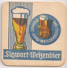 Sigwart-Bräu, Weissenburg - alter Bierdeckel / Bierfilz "Sigwart-Weizenbier"