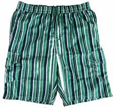 Herren Badeshorts Boardshorts Badehose Gr. L Grün Blau gestreift Streifen NEUW.