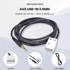 AUX 3.5 mm Line-In Adapter für Mercedes Radio 20 30 50 NTG 2 MP3 iPhone CD DVD
