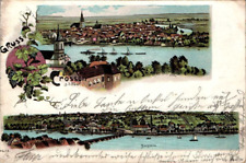 LITHO OST BRANDENBURG NEUMARK CROSSEN ODER STADT VON DER SEITE GESEHEN 2BILD1900