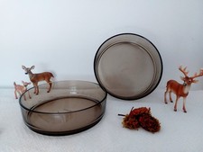 2 Schalen aus Rauchglas von