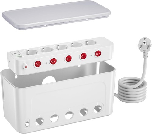 Kabelbox mit steckdosenleiste - kabelbox,