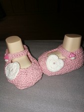 Babyschuhe Babysocken Schuhe Ballerina gestrickt/gehäkelt  Handarbeit Rosa NEU