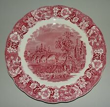 1 Thames River Scenes Palissy Pottery ,,Chertsey Bridge,, Teller 29,5cm Ø rot