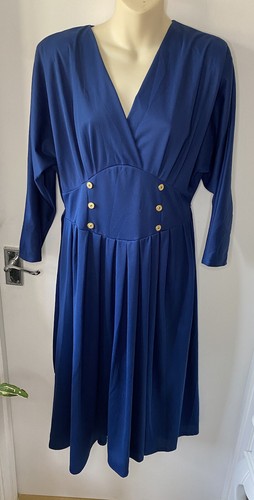 Vintage blau knopfleiste kleid - blau,