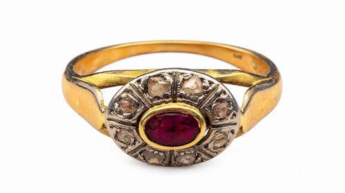 585 gold ring rubin - rubin, diamanten