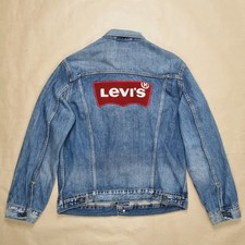 LEVI's Herren Jeansjacke Jeans Jacke Gr. L Regular Fit Logo Stone-Waschung Blau