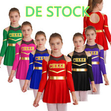 DE~Mädchen CheerLeader Tanzkostüm Kinder Cheerleading Uniform Langarm Tanzkleid