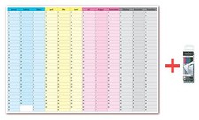 immerwährender Wandkalender nass abwischbar + Stifteset Dauerkalender B1 100x70