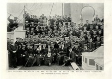 PRINCESS OF WALES AND DAUGHTERS ROYAL YACHT "OSBORNE" Historical Print c.1894