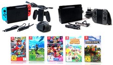 NINTENDO SWITCH KONSOLE SET - SPIEL AUSWAHL - MARIO KART 8 /  MINECRAFT / ZELDA
