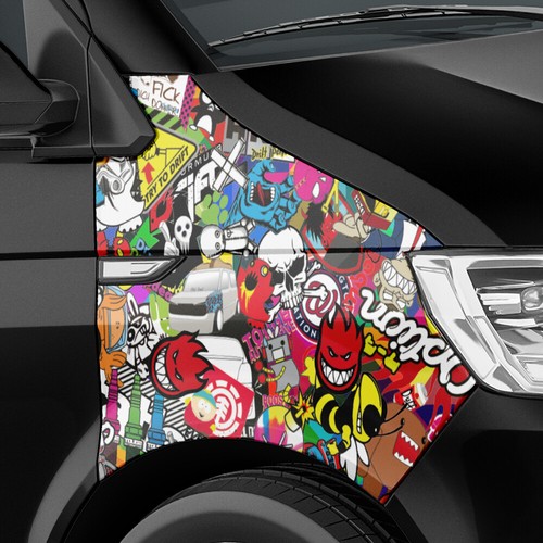 Stickerbomb auto folie - stickerbomb, auto-folie