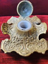 19th Century Messing Tintenfass, Antikes Messing ,Tisch Decor