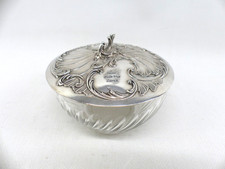 Deckeldose Glas mit versilbertem Deckel um 1900 Hotel Belle-Vue Zürich