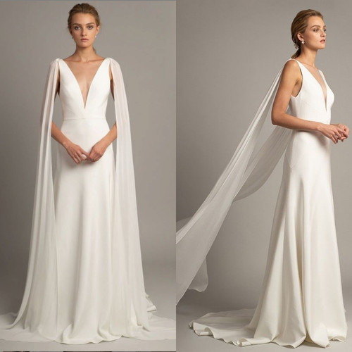 Satin brautkleider mit kap - brautkleider, v