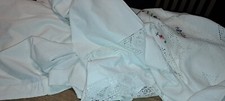3x Leintuch Tischdecke alt Hohlsaum Spitze Stickerei Fotos ansehen nähen Vorhang