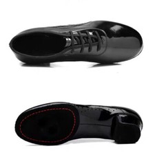 Herren Jungen Glänzende Lackleder Tanzschuhe Indoor Latein Ballroom 3,5Cm Absatz