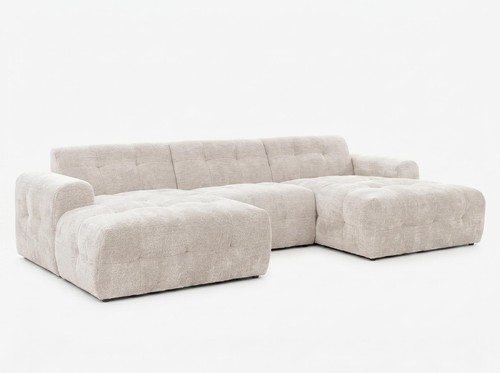 Beiges förmiges ecksofa - beiges, u-förmiges