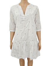 50 Trapez Kleid elfenbein VRS bestickt Blumen Volant Blusenkleid romantisch