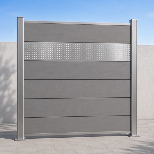 Wpc sichtschutzzaun grau - sichtschutzzaun, xl