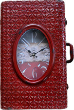 Hängeschrank Metall rot mit Uhr Kofferdesign stylisch vintage 2 Fächer robust