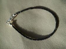 Feines Armband mit Spinell, schwarz facettiert, 2,2 mm, 17 - 22 cm 925 Silber