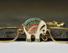 Damen Armband Anhänger Charm Elefant Schiebeperle Emaille Retro Geschenk Frauen
