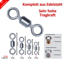 Crane Wirbel Angelwirbel MAXIMUM POWER, Gr. 2-8, komplett aus Edelstahl