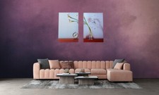 BLUME mit WECKER Vlies Leinwandbild Wandbilder XXL Pflanze Illusie