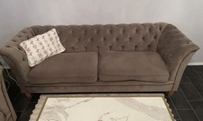 2 Home affair Sofa Taupe Samt 2 Sitzer Und 3 sitzer WIE NEU