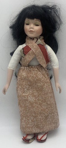 Puppe porzellan mit kleid - mit,