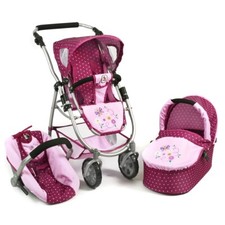 Bayer Chic 2000 3in1 Kombi Puppenwagen EMOTION ALL IN Dots Brombeere