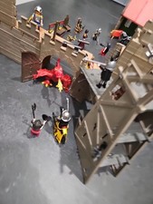 Playmobil Große Ritterburg 3666 Konvolut mit Drache Belagerungswagen 15 Figuren