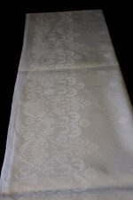 große weiße Tischdecke Tafeltuch Damast, schöne Bordüre, AIDA Felder, 275 x 128