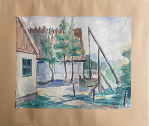 Aquarell altes bauernhaus - aquarell, mit