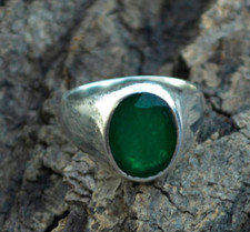 Natural Emerald Men's Ring 925