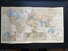 antike Karte des Welt-Verkehrs (Dampf)schifffahrt Linien um 1905 Spezialkarte