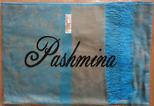 Pashmina Schal, 30% Seide; hellblau-grau A33; 70x180 cm; beste Qualität!